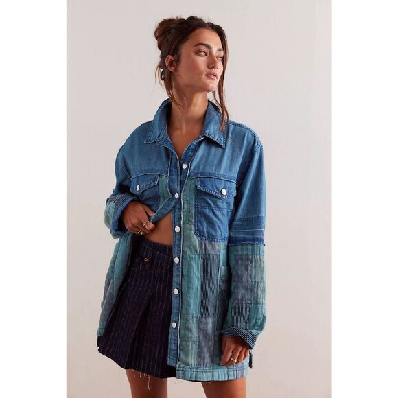 Free People We The Free Heritage Quilted Shirt Jacket - Picture 2 of 8